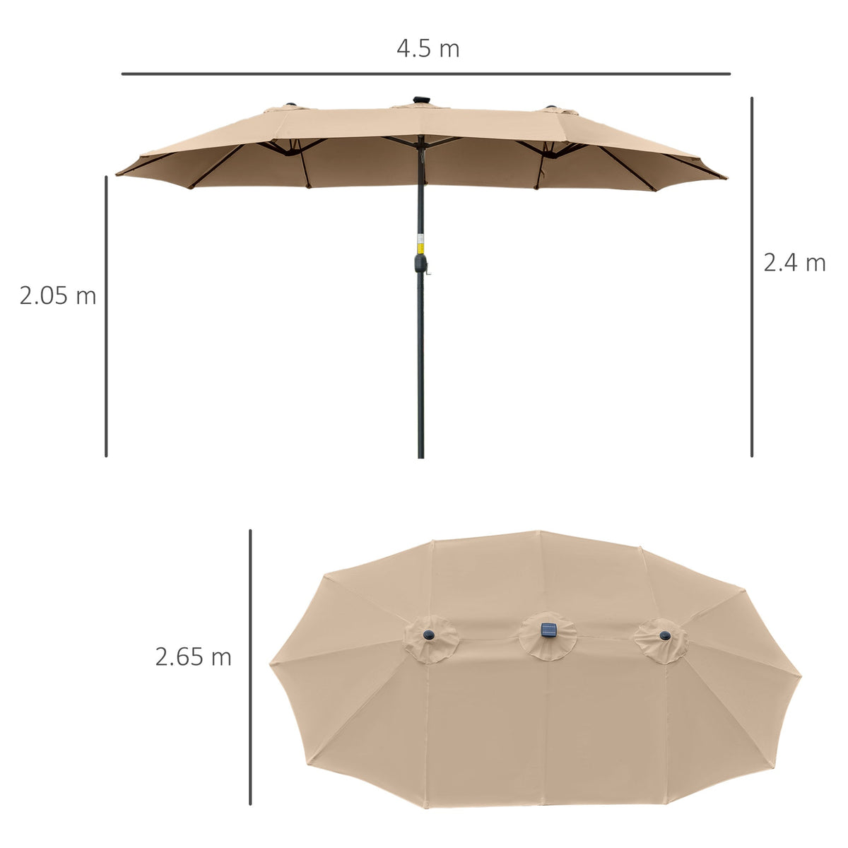 EasyComfort Dubbele tuinparasol 4.5 m met 48 LED