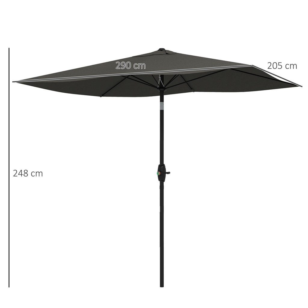 EasyComfort Ombrellone da Giardino Rettangolare 2x3 m Inclinabile with Apertura a Manovella, Grigio