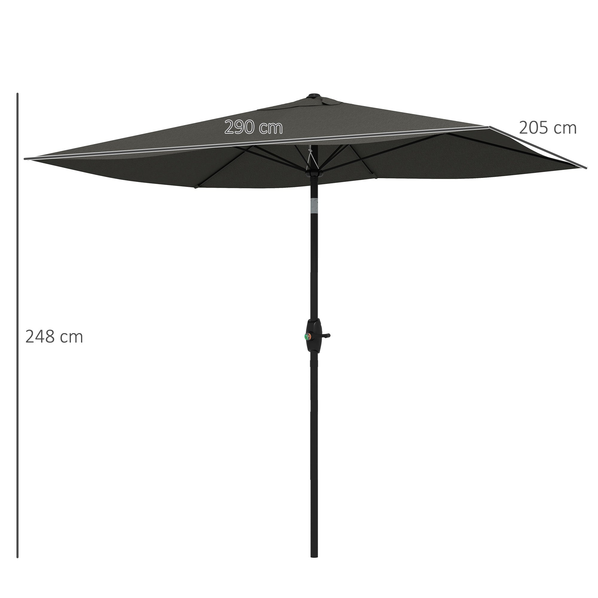 EasyComfort Ombrellone da Giardino Rettangolare 2x3 m Inclinabile with Apertura a Manovella, Grigio