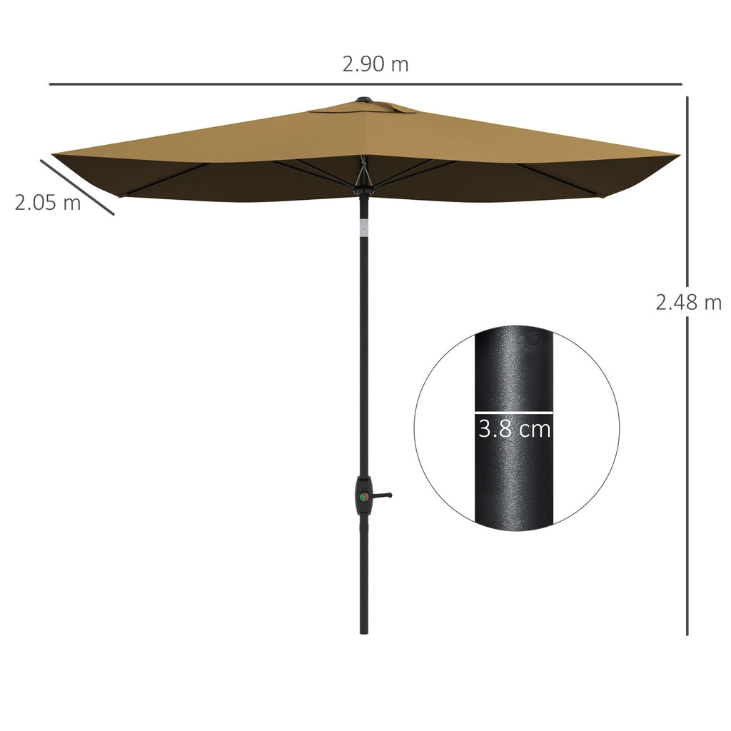 EasyComfort Tuinparasol rechthoek 3x2 m met slinger en kantelbaar, koffie