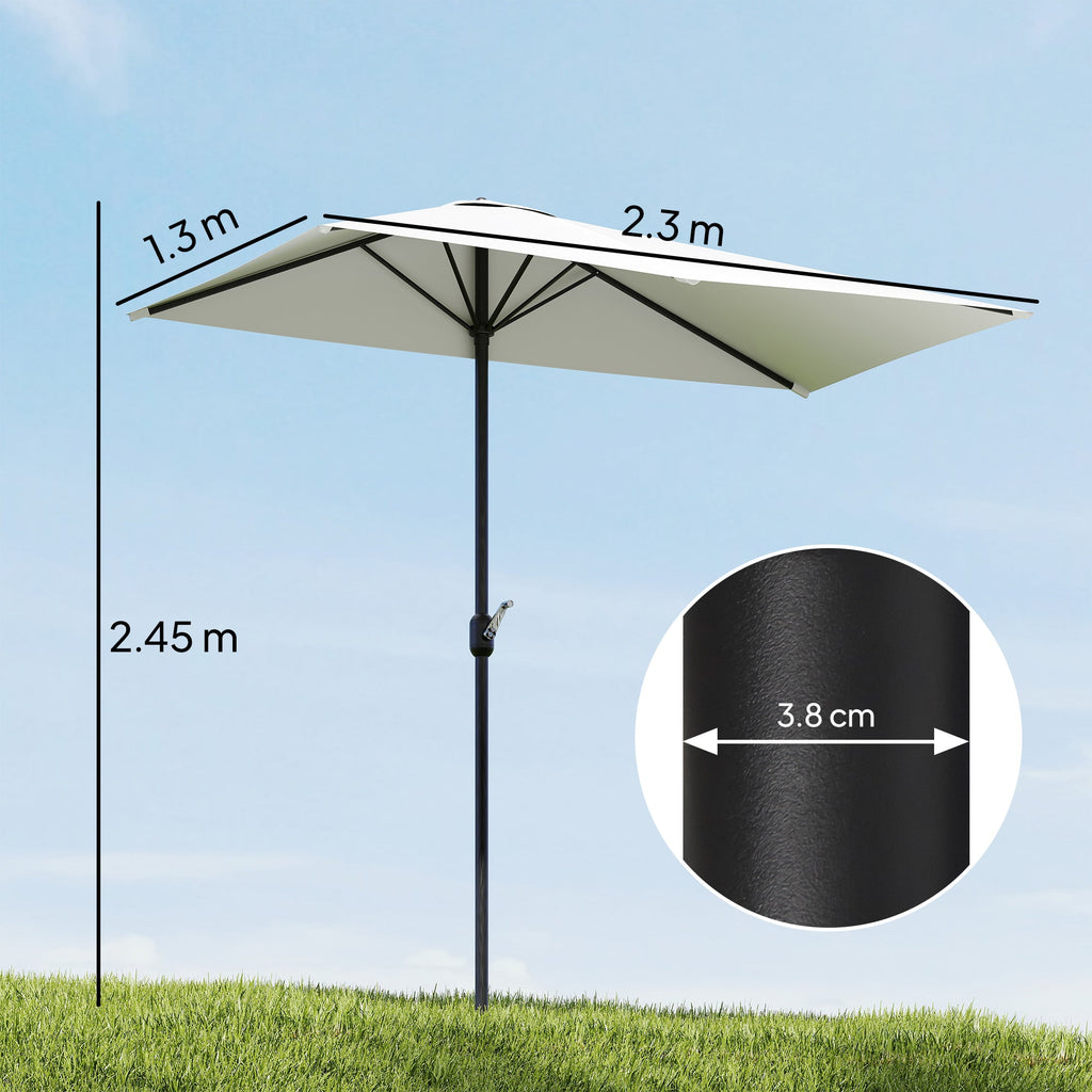 EasyComfort Mezzaluna wandparasol rechthoekig 230×130 cm, crème