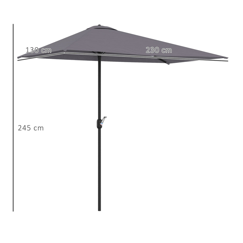 EasyComfort Ombrellone da Parete Mezzaluna Salvaspazio with Apertura a Manovella, Grigio