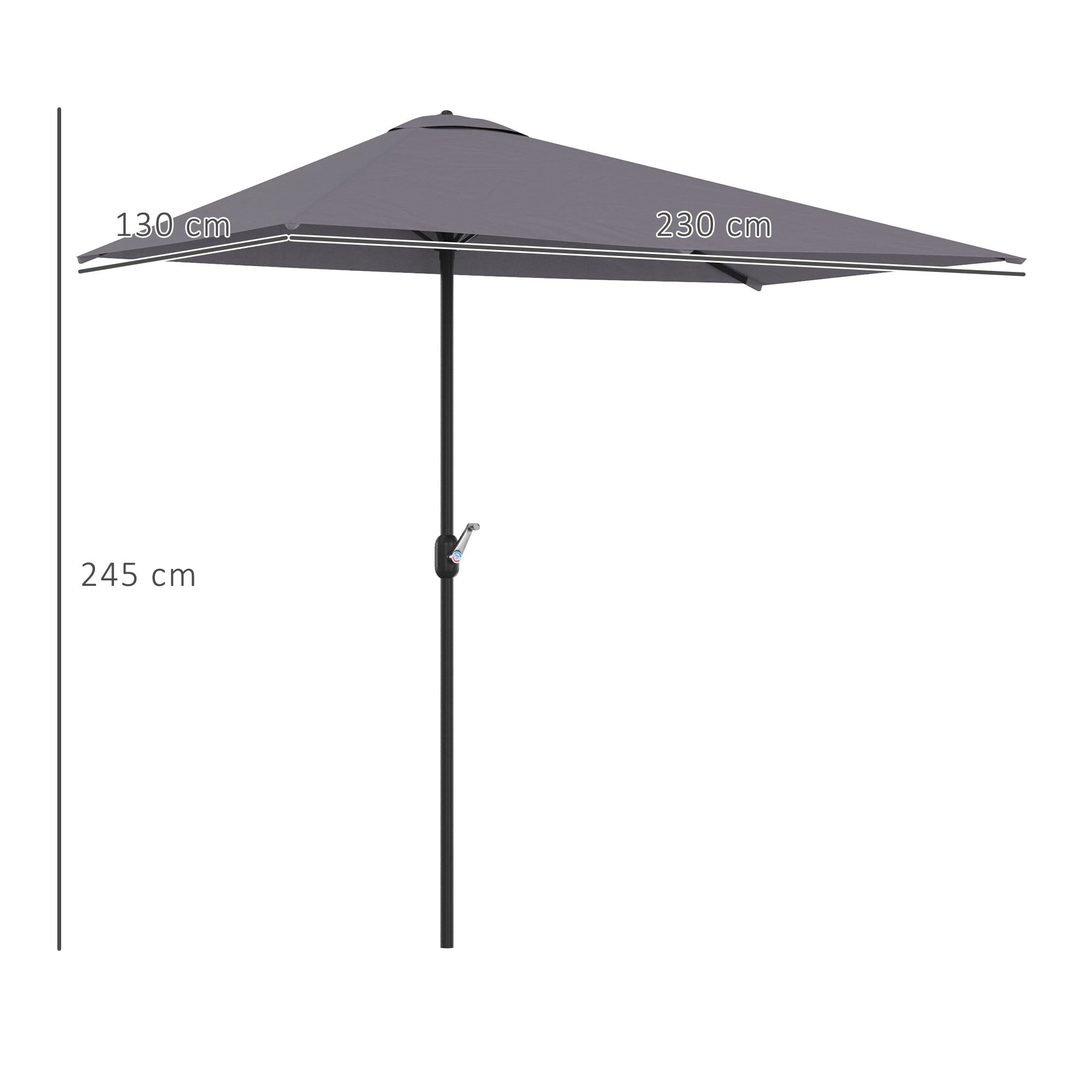 EasyComfort Ombrellone da Parete Mezzaluna Salvaspazio with Apertura a Manovella, Grigio