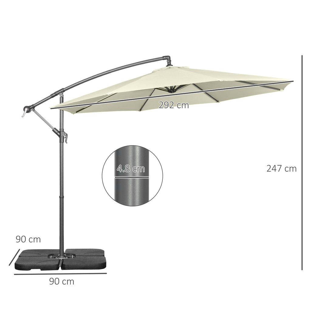 EasyComfort Hangparasol 6-spaken Ø292 x 247A cm, beige