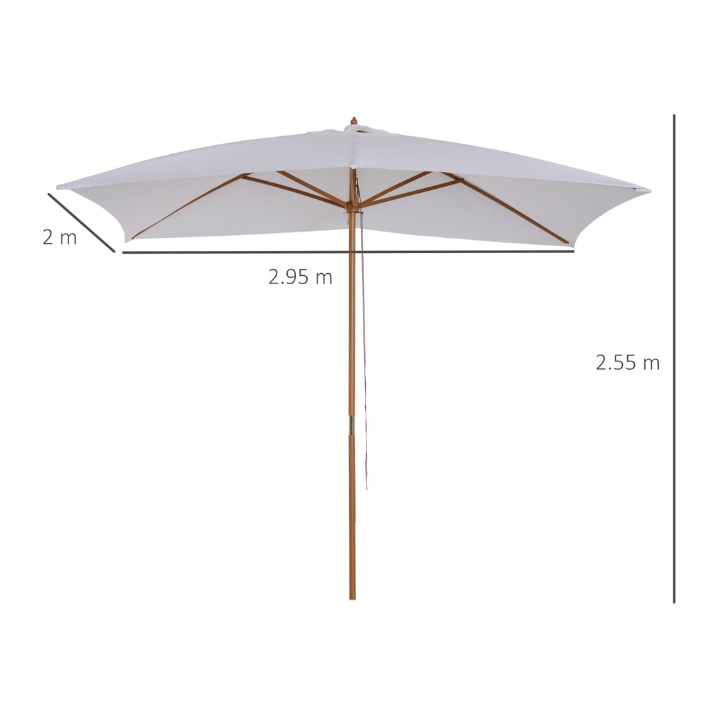 EasyComfort Ombrellone m da Giardino 2x3 in Legno Laccato with Copertura Rimovibile, white