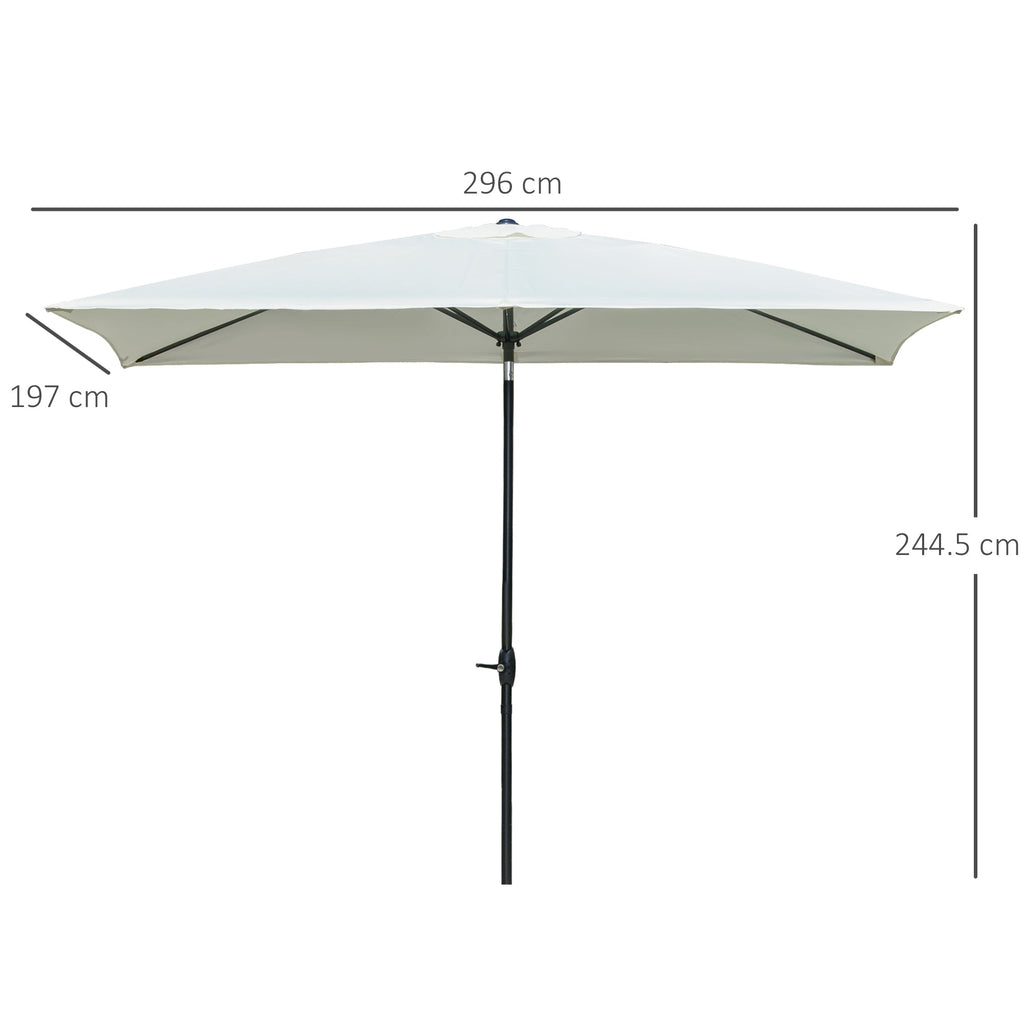 Easycomfort Ombrellone Rettangolare 2x3 m da Giardino with Apertura a Manovella e Inclinazione Regolabile, Beige