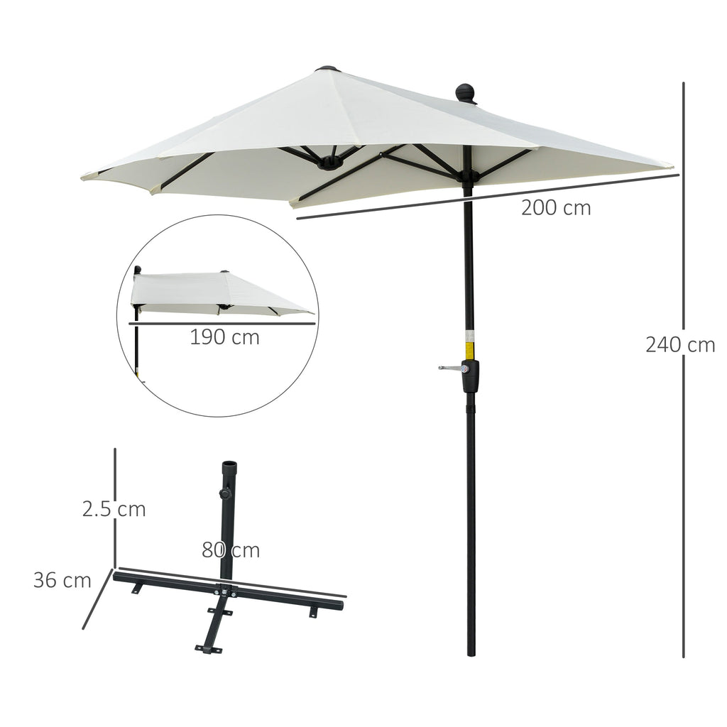 EasyComfort Ombrellone Semicircolare with Manovella e Tettuccio Anti UV, 200x190x240 cm, Crema