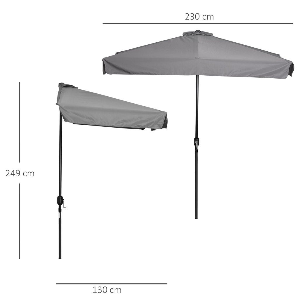 Easycomfort Ombrellone Semicircolare da Parete 2.5x2.3m, with Apertura a Manovella, in Metallo e Poliestere, Grigio
