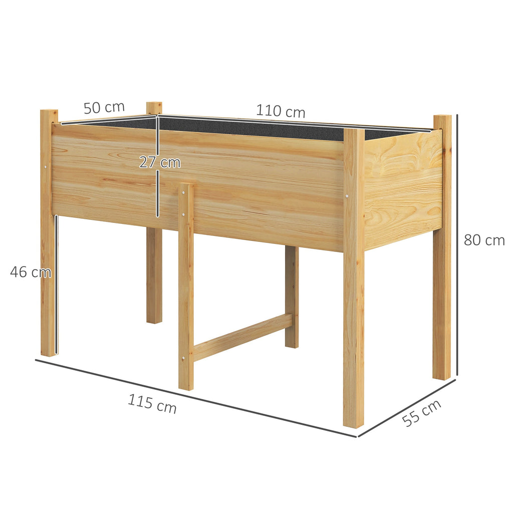EasyComfort Orto Rialzato with 2 Fori di Drenaggio e Sacca in Tessuto non Tessuto, in Legno di Abete, 115x55x80 cm