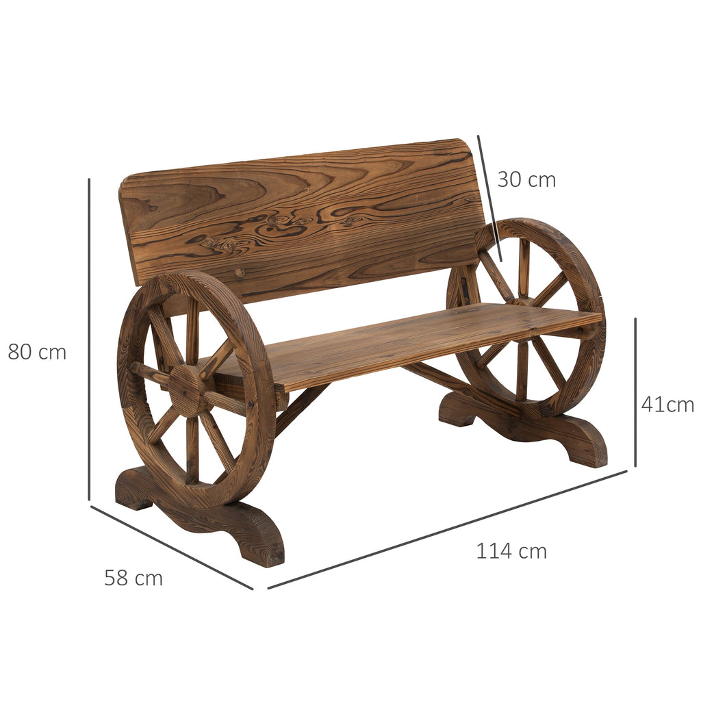 EasyComfort Panca da Giardino 2 Posti with Schienale Alto, in Legno di Abete, 114x58x80 cm, Marrone