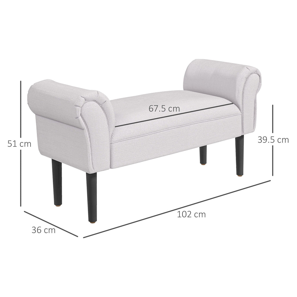 Easycomfort Panca Fondo Letto with Braccioli Arrotolati, Panca Imbottita per Camera da Letto, Grigio, 102x36x51cm