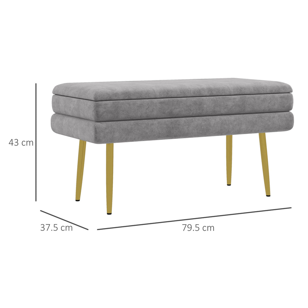 EasyComfort Panca Fondo Letto with Spazio Portaoggetti, in Acciaio e Poliestere, 79.5x37.5x43 cm, Grigia
