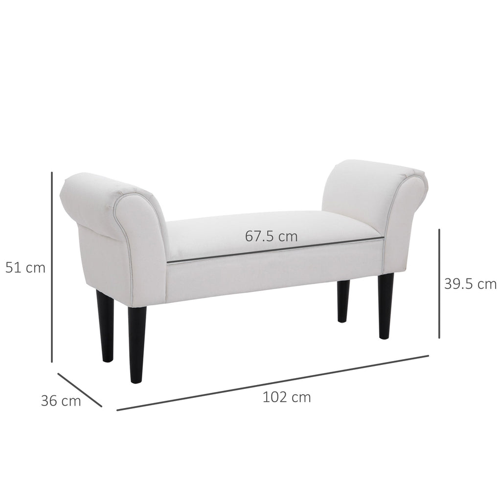 EasyComfort Panca Fondo Letto Imbottita with Braccioli Arrotolati e 4 Piedini, 102x35x51 cm, Grigia
