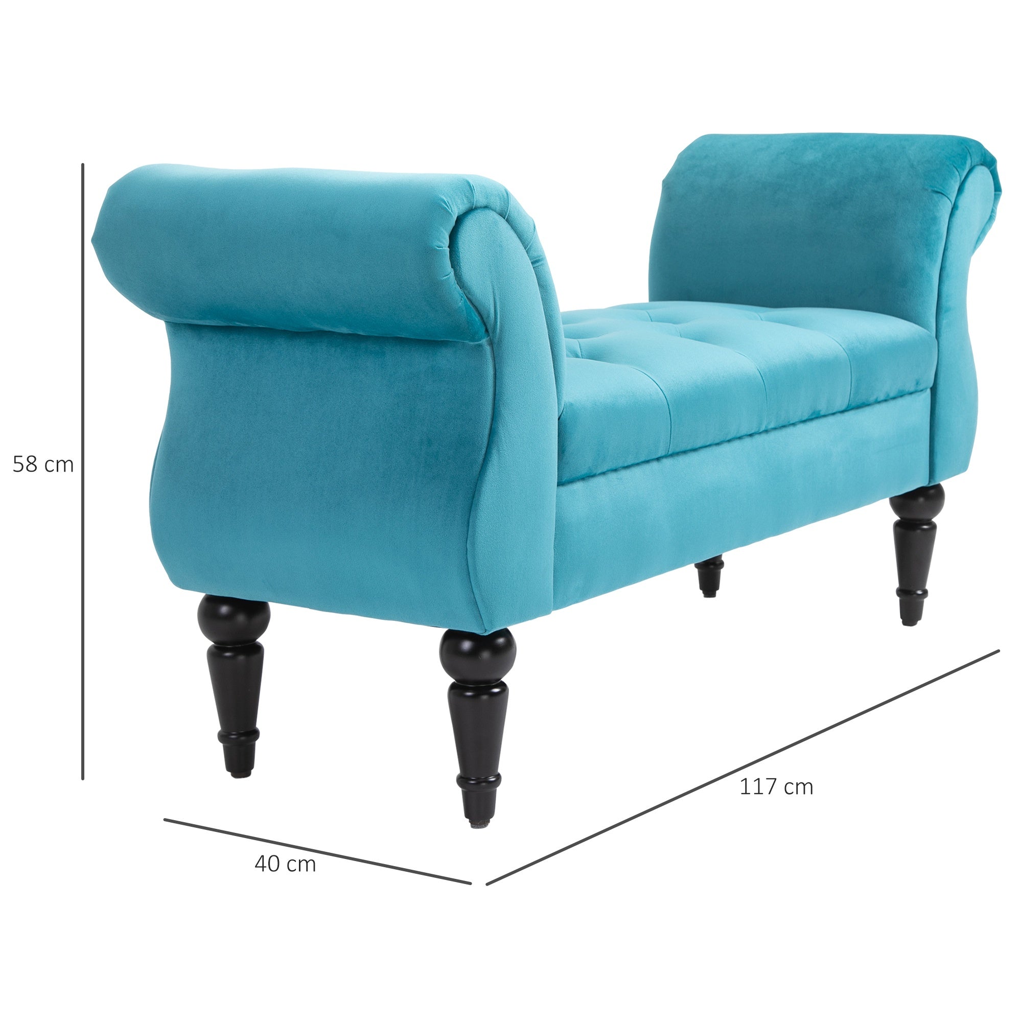 EasyComfort Vintage bankje met Chesterfield-zitting, 117 x 40 x 58 cm