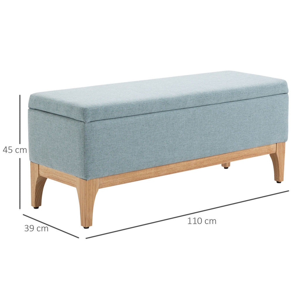 Easycomfort Panca Imbottita Contenitore in Tessuto with Design Scandinavo, 110x39x45Acm - Azzurro