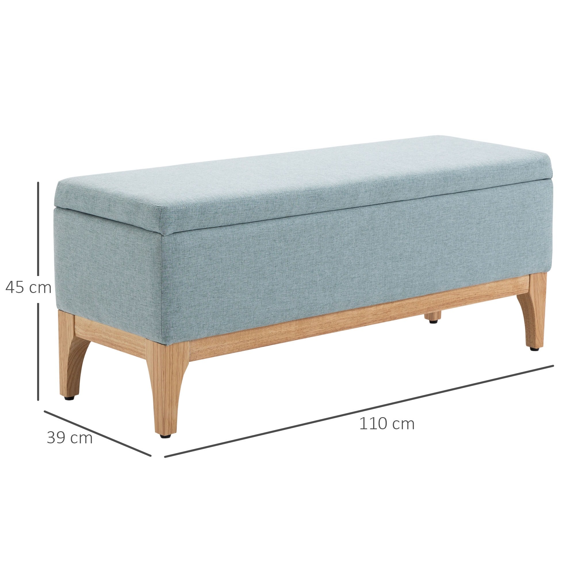 Easycomfort Panca Imbottita Contenitore in Tessuto with Design Scandinavo, 110x39x45Acm - Azzurro