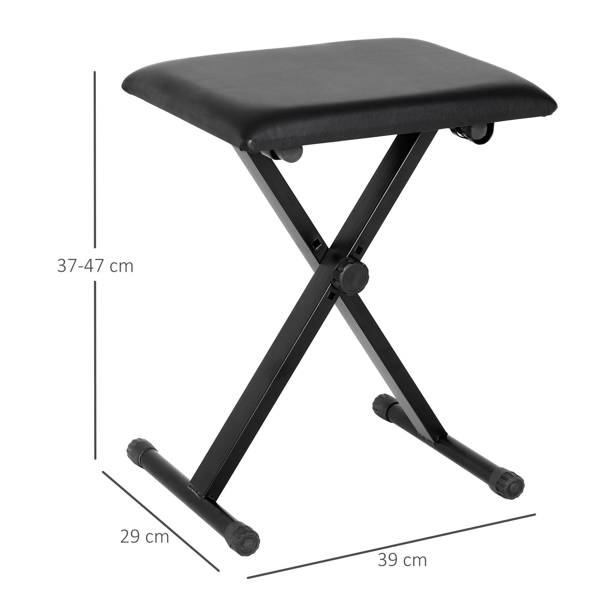 Easycomfort Panca per Pianoforte Imbottita Altezza Regolabile Pieghevole Antiscivolo, black, 39x29x47cm