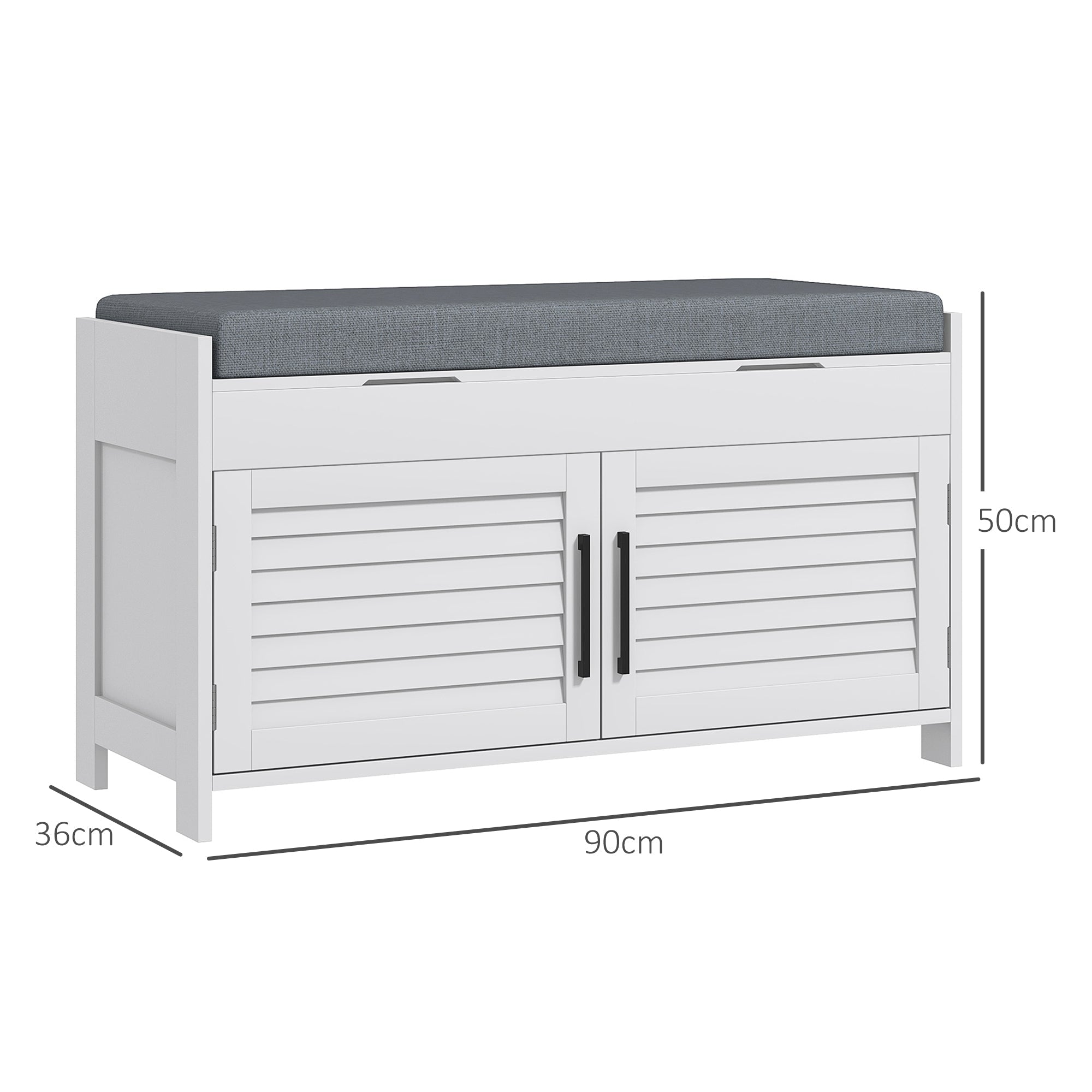 EasyComfort Schoenenbank met verstelbare plank, 90x36x50 cm, wit/grijs
