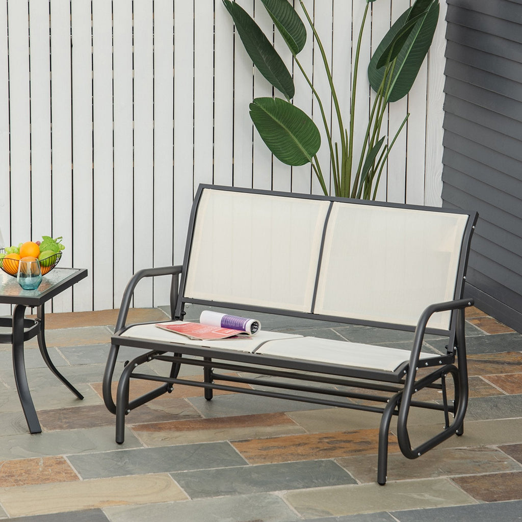 EasyComfort 2-persoons tuinschommelbank, metalen frame, 120x70x85 cm, beige