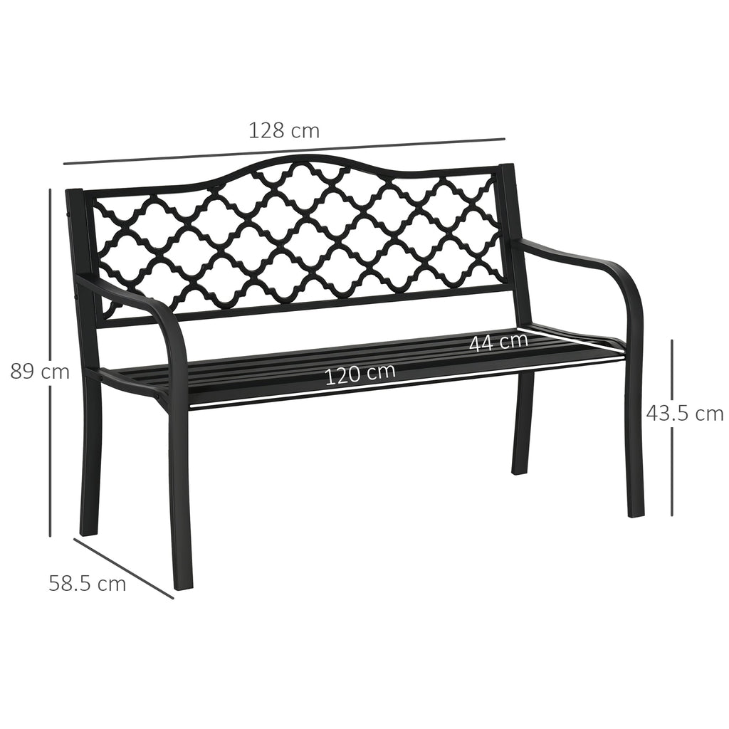EasyComfort 2-zits tuinbank staal/gietijzer 128x58.5x89 cm zwart