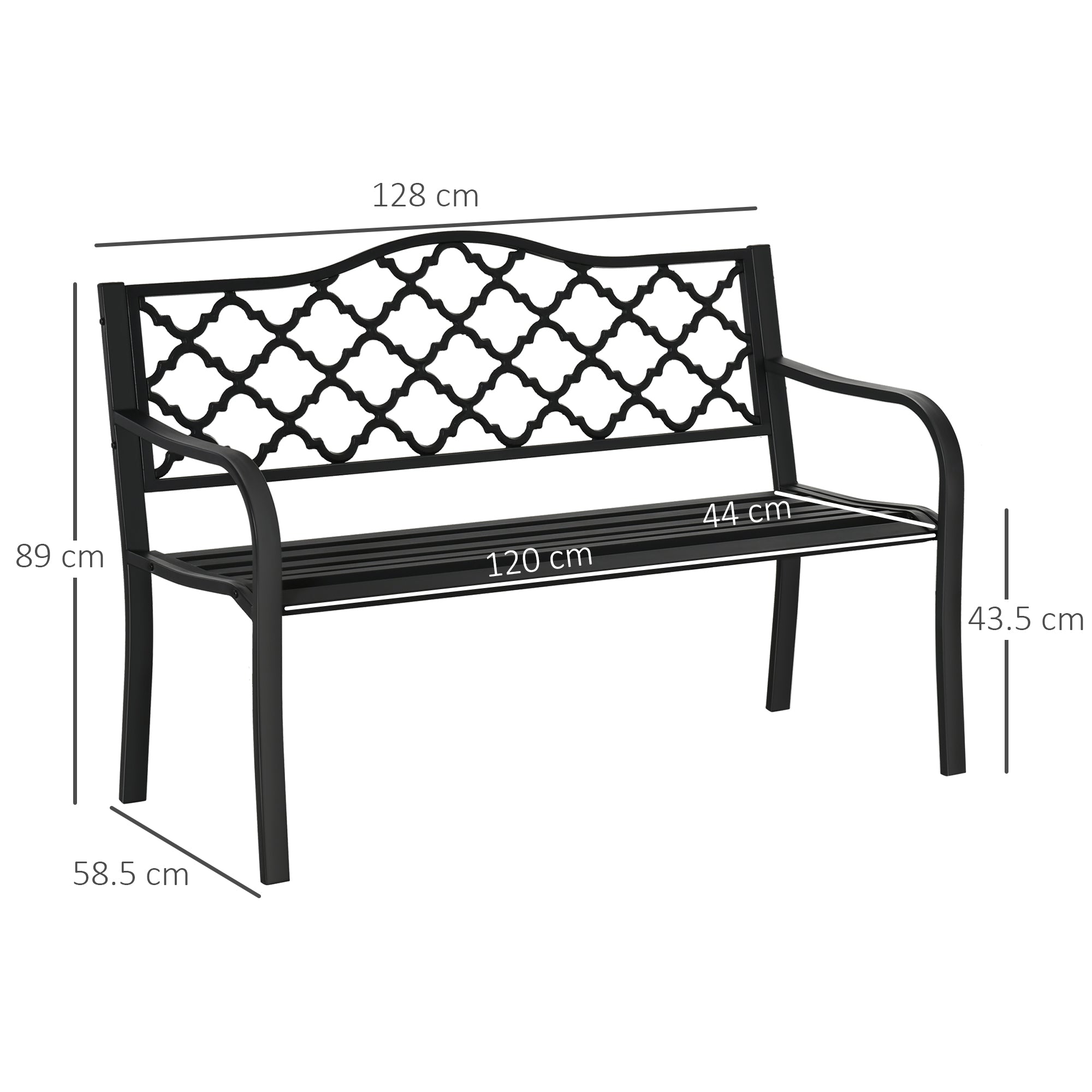 EasyComfort 2-zits tuinbank staal/gietijzer 128x58.5x89 cm zwart