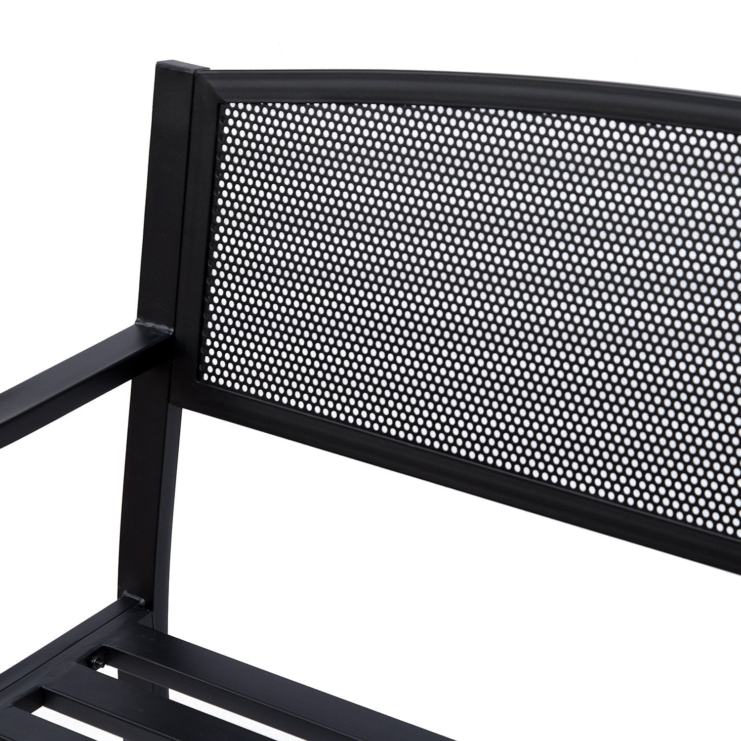 EASYCOMFORT Outdoor Bench in Steel, Black, 127x60x85cm