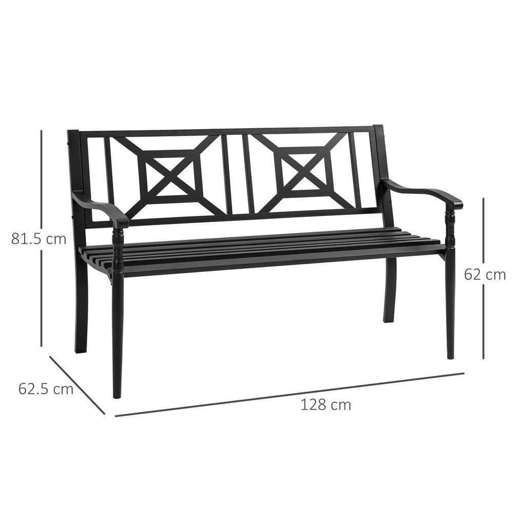 EasyComfort tuinbank staal 2-zits zwart 128x62.5x81.5 cm