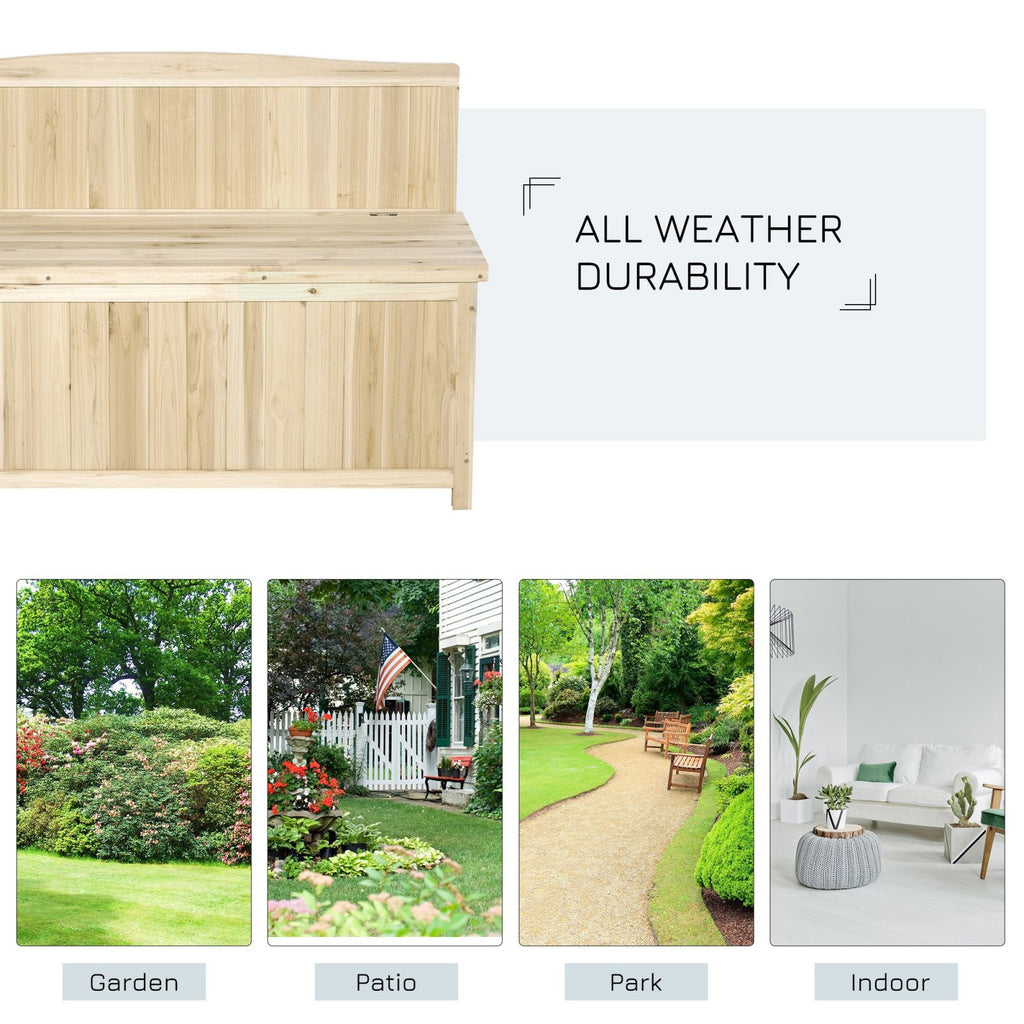 EASYCOMFORT Wooden Garden Bench Outdoor Container with Backrest