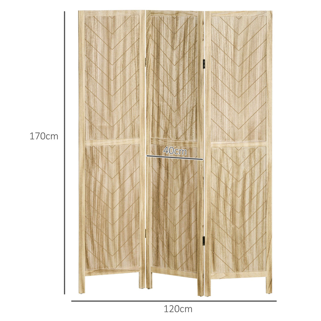 EasyComfort Paravento da Interno Pieghevole a 3 Ante a Spina di Pesce in Legno, 120x1.6x170 cm