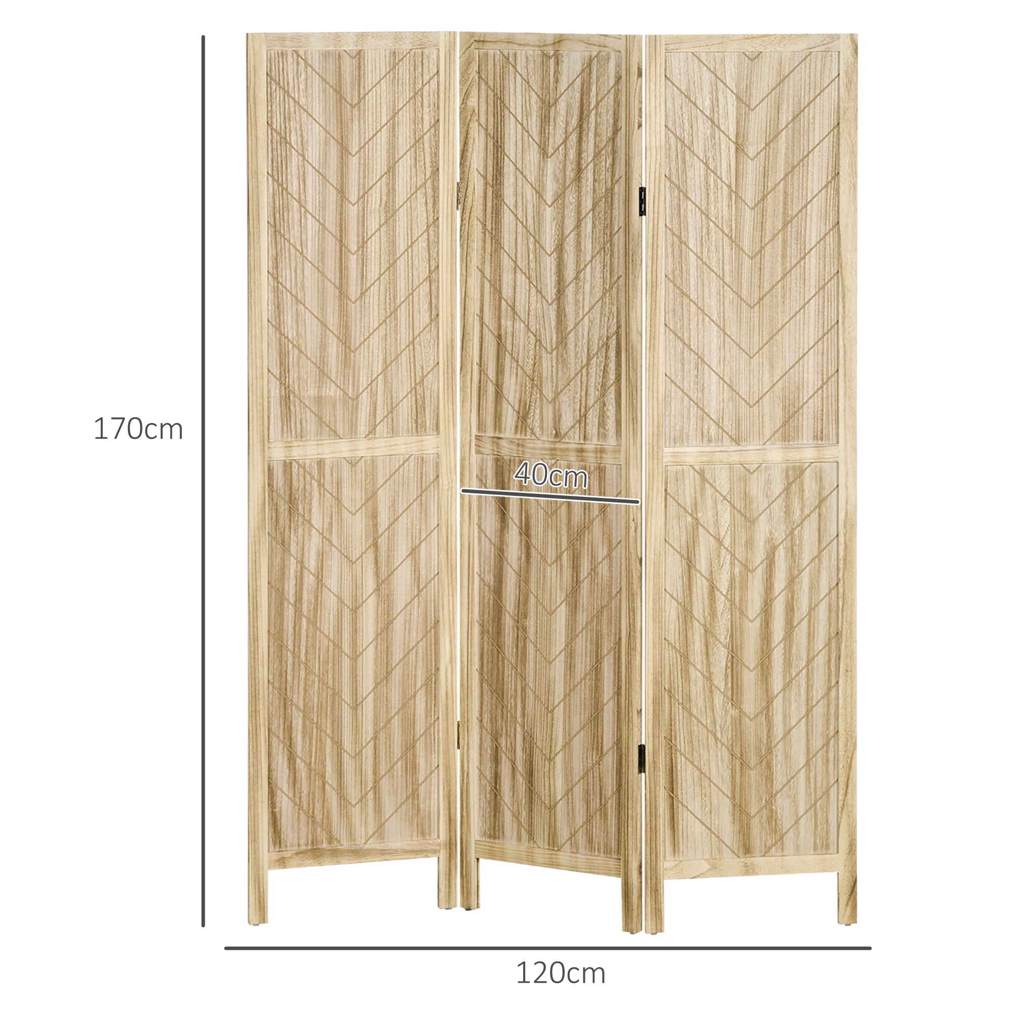 EasyComfort Paravento da Interno Pieghevole a 3 Ante a Spina di Pesce in Legno, 120x1.6x170 cm
