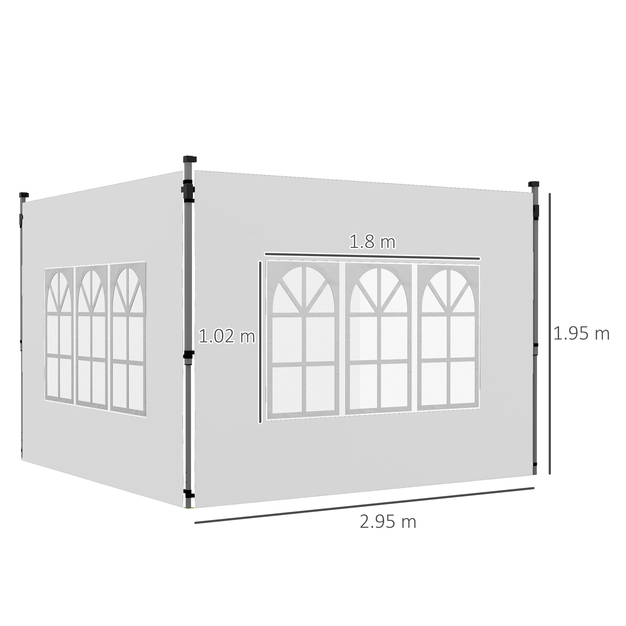 EasyComfort Pareti per Gazebo 3x3 o 3x4 with Finestrelle Incluse, in Plastica e Tessuto Oxford, 295x195 cm, white