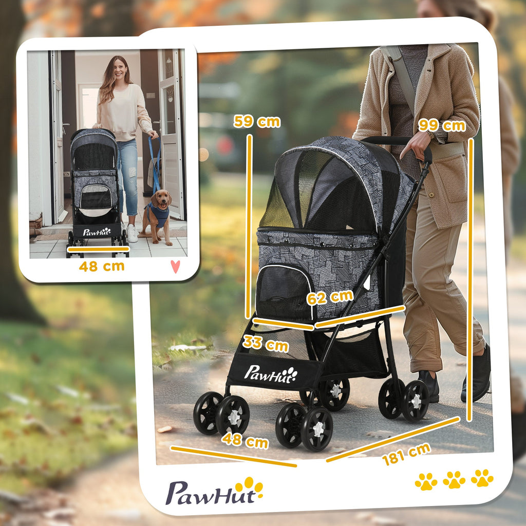 EasyComfort hondenbuggy met mand, kussen en 2 riemen, 10 kg, 81x48x99 cm