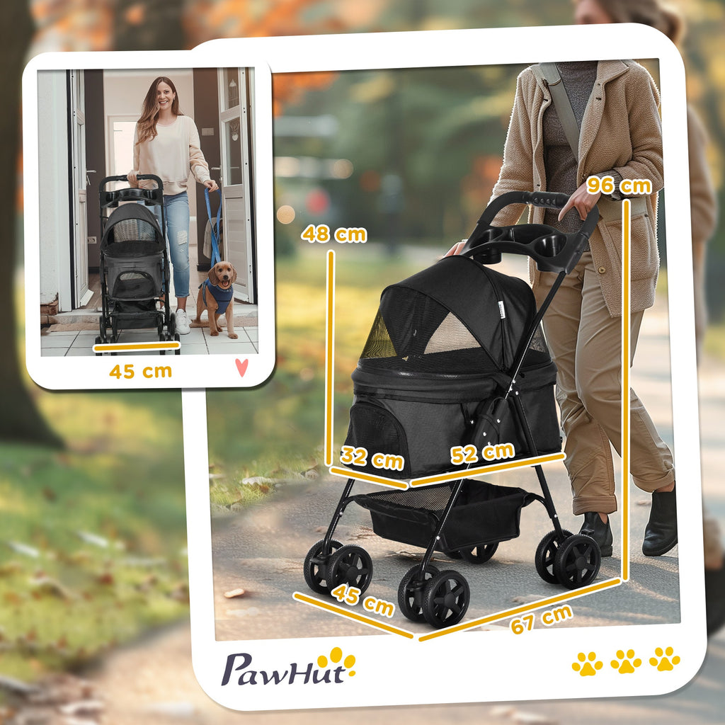 EasyComfort Hondenwagen inklapbaar voor kleine honden, 15 kg, Zwart