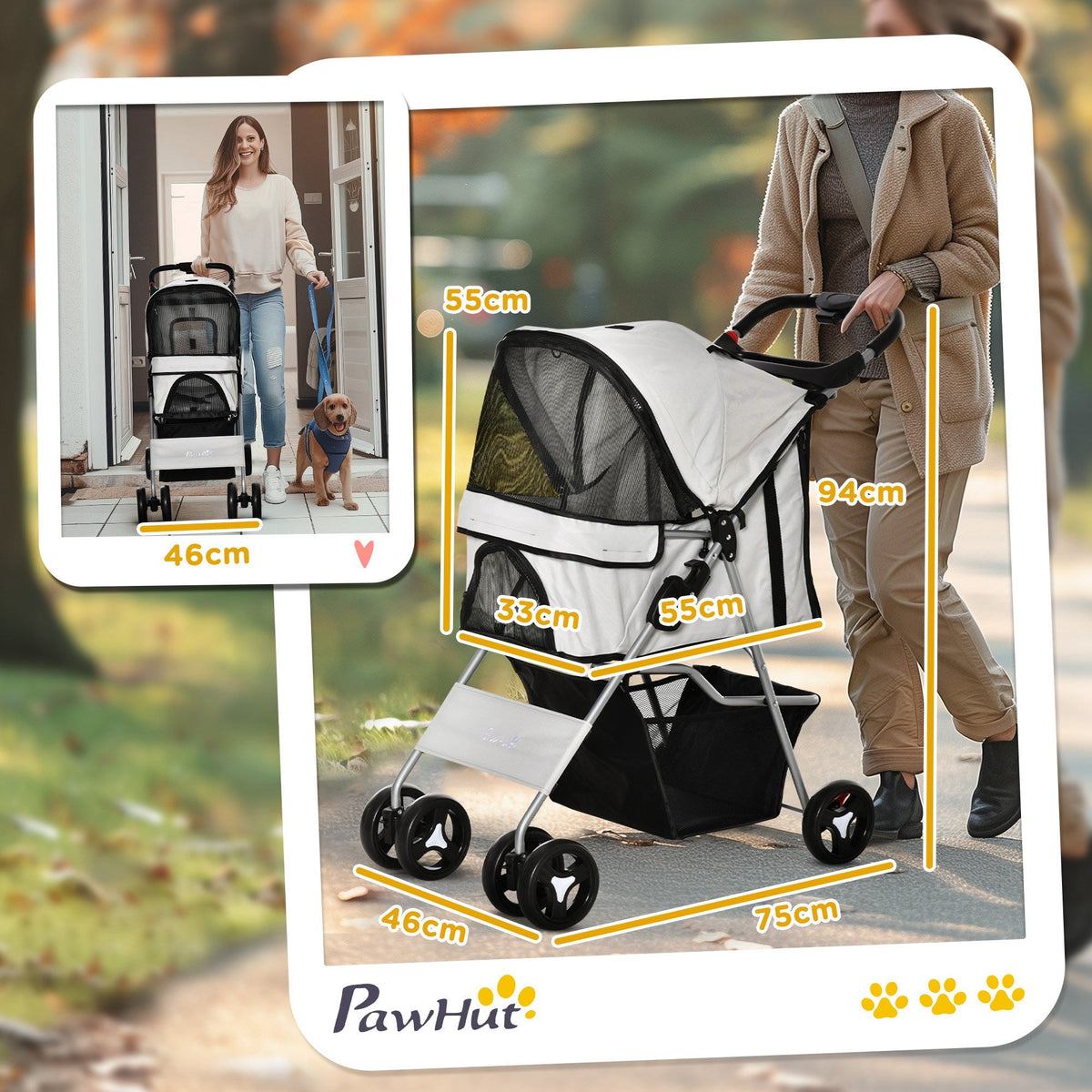EasyComfort Hondenwagen opvouwbaar 75×46×94 cm, max. 15 kg, grijs