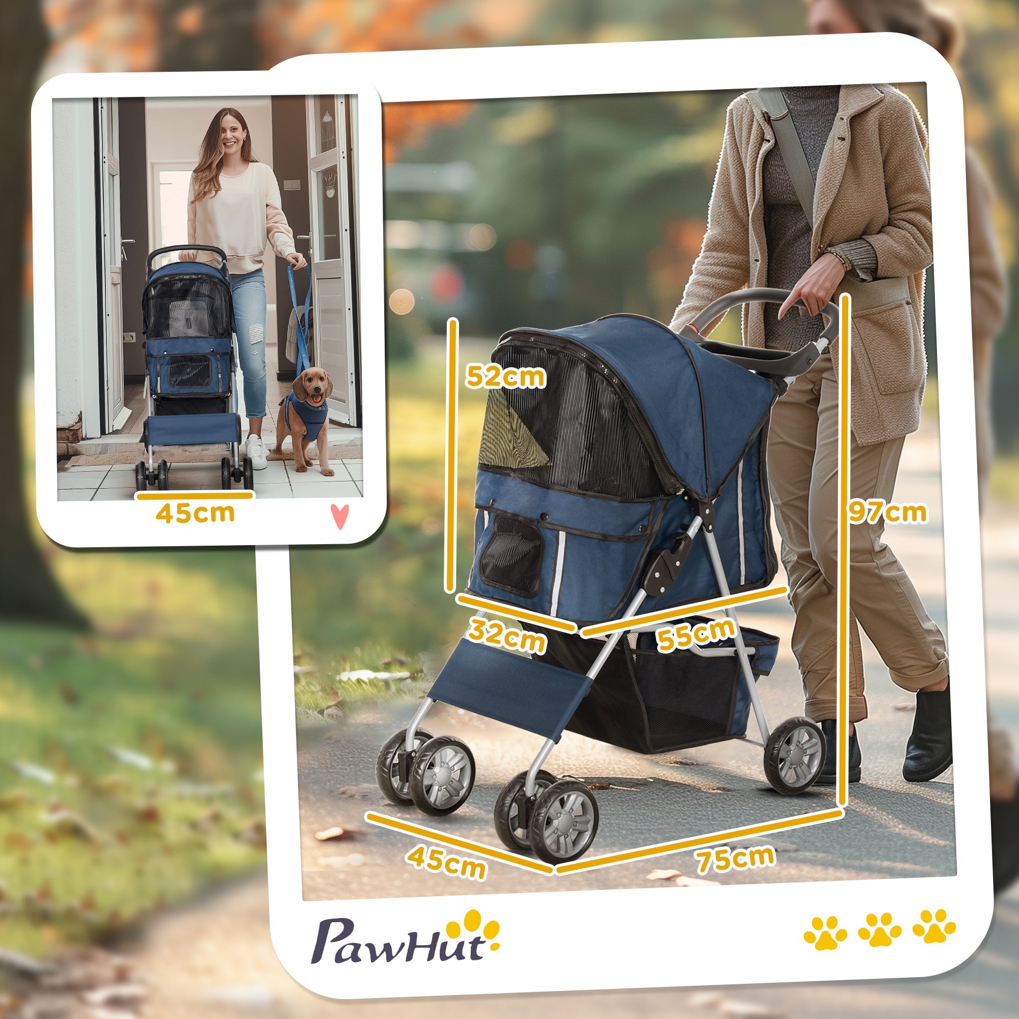 EasyComfort inklapbare hondenbuggy, max. 10 kg, 75x45x97 cm