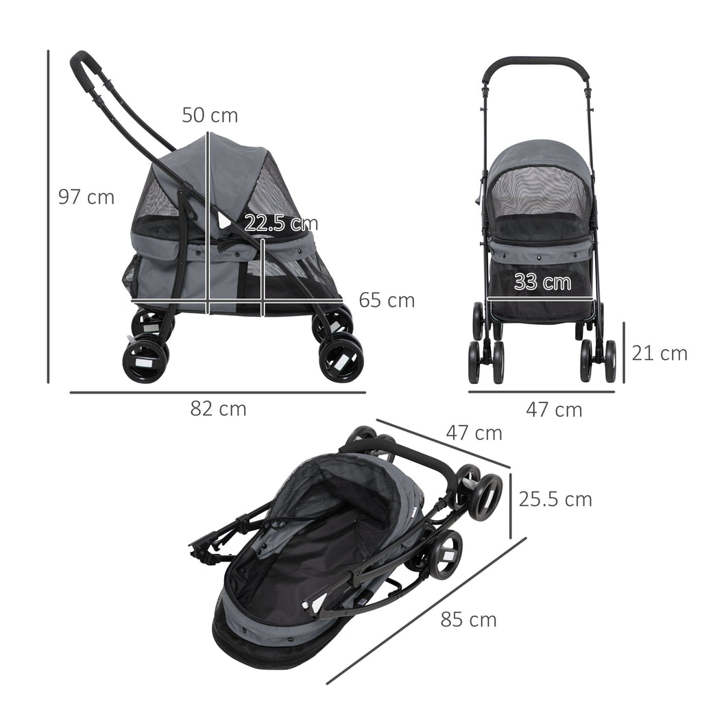 EasyComfort Opvouwbare hondenbuggy met verstelbaar dak 82x47x97 cm
