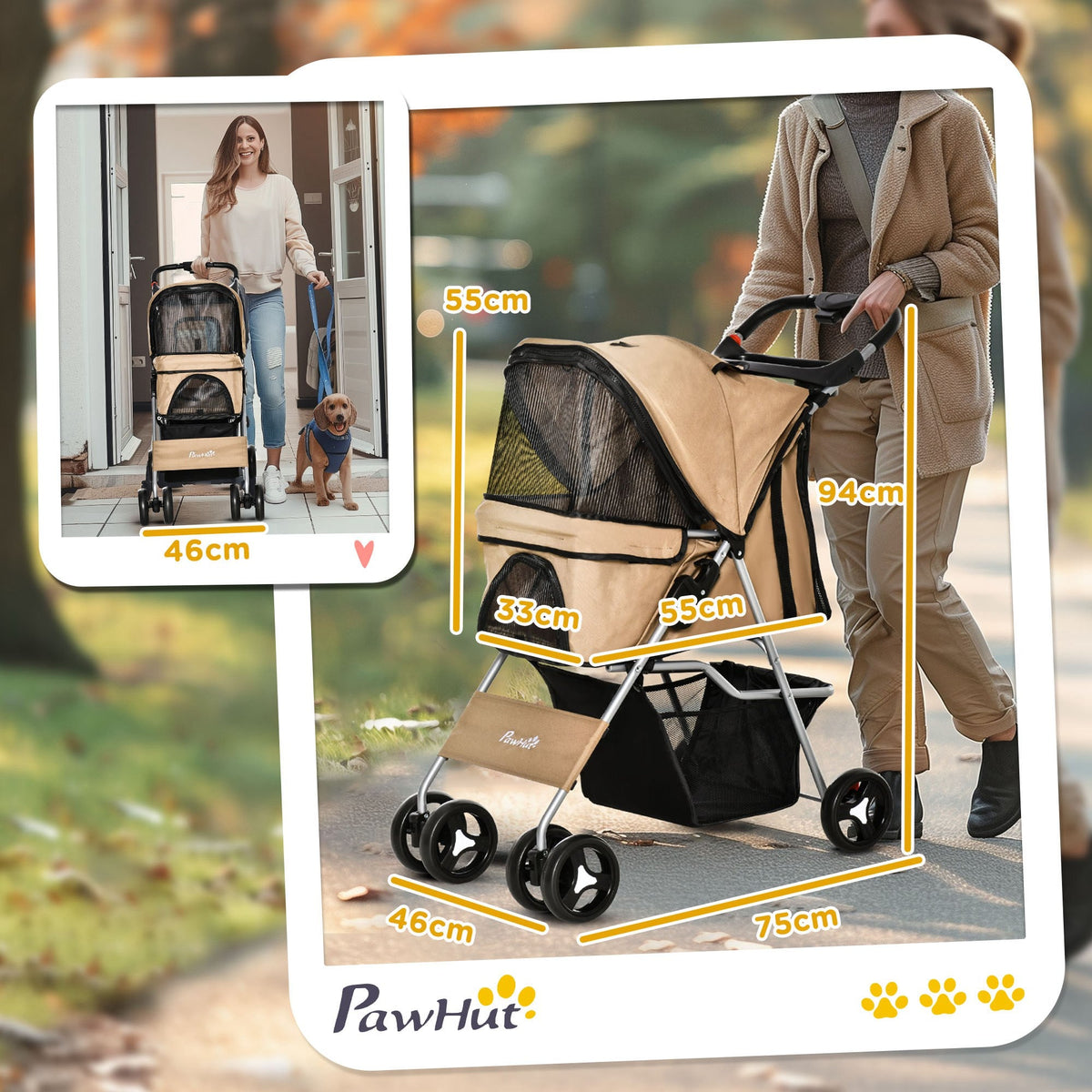 EasyComfort Hondenbuggy opvouwbaar voor kleine honden 75x46x94 cm