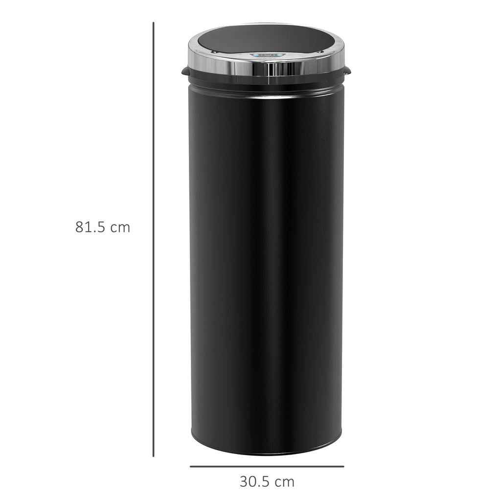 Easycomfort Pattumiera Automatica with Sensore a Infrarossi e Capacità 50L, Acciaio Inox e Plastica, black, 30.5x30.5x81.5cm