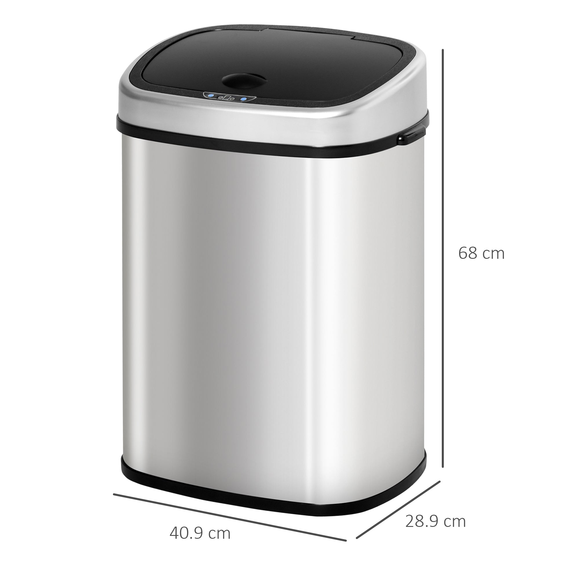 Easycomfort Pattumiera Cestino Bidone with Coperchio a Sensore ad Infrarossi per Cucina Bagno Capacità 58L in Acciaio ABS 40.9 × 28.9 × 68cm