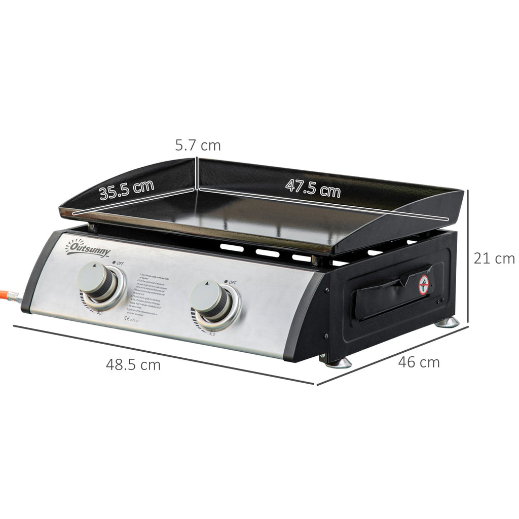 EasyComfort Piastra gas tafelbarbecue 2 branders 6kW, 48.5x46x21 cm