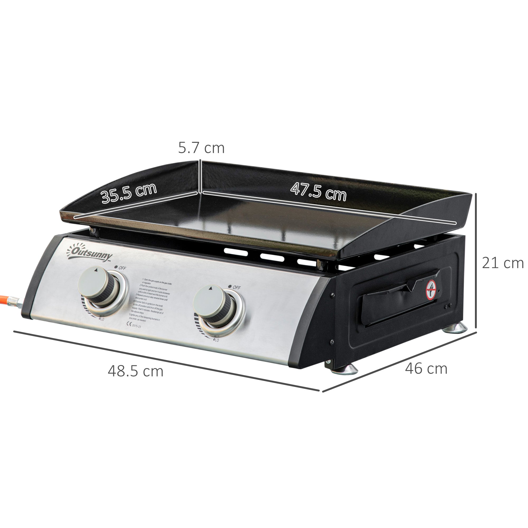 EasyComfort Piastra gas tafelbarbecue 2 branders 6kW, 48.5x46x21 cm