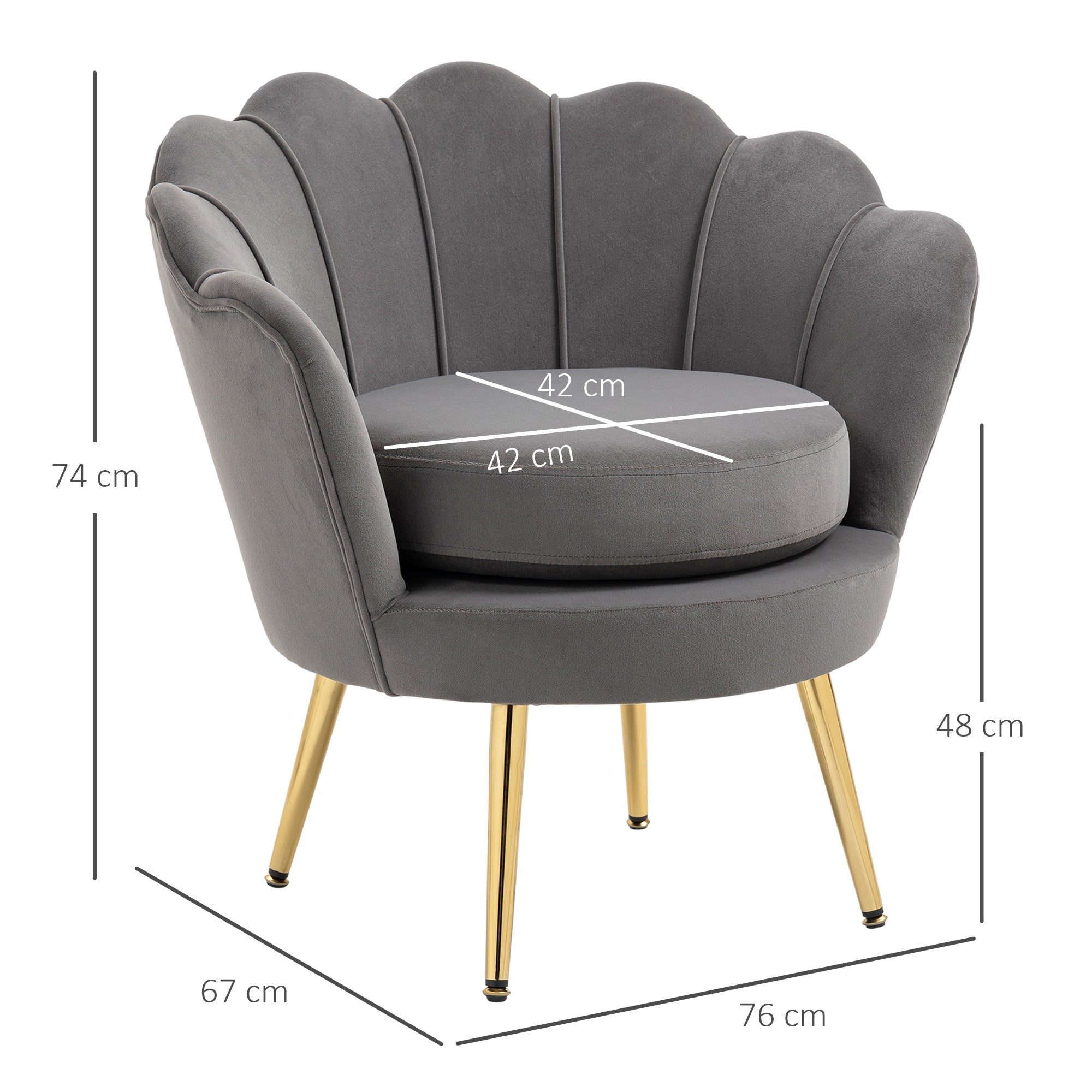 EasyComfort Poltrona a Conchiglia fauteuil 76x67x74 cm, grijs