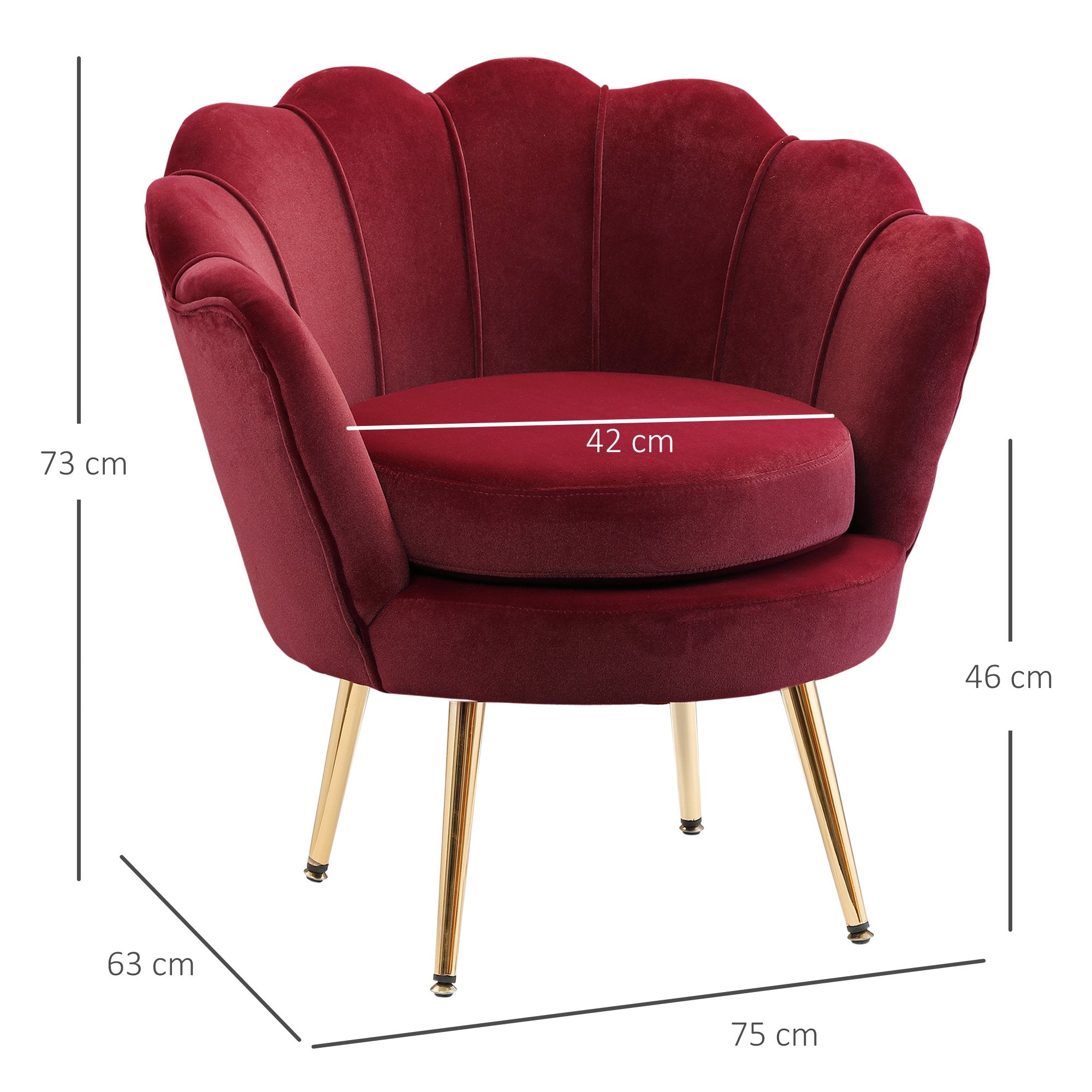 EasyComfort Conchiglia fauteuil 76x67x74 cm donkerrood