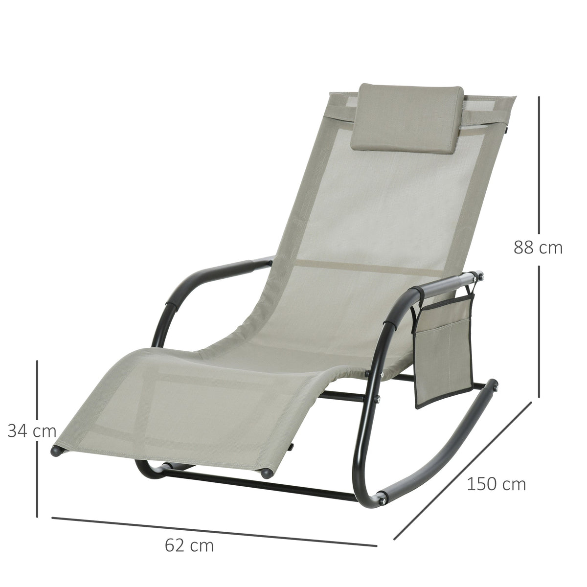 EASYCOMFORT Schommelstoel met hoofdsteun en zijvak