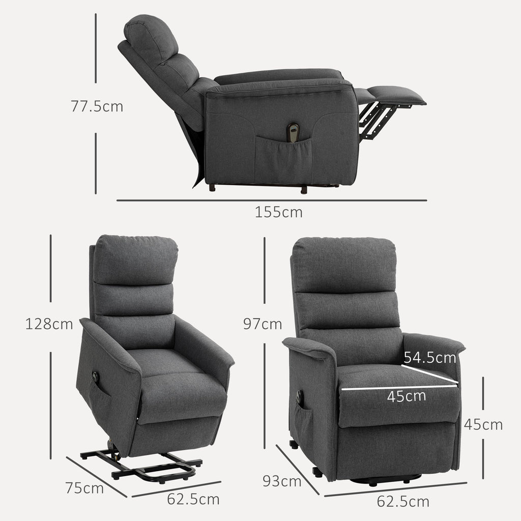 EasyComfort Poltrona Alzapersona Elettrica with 8 Punti Vibranti, 4 Modalità di Massaggio e Riscaldamento, Grigio