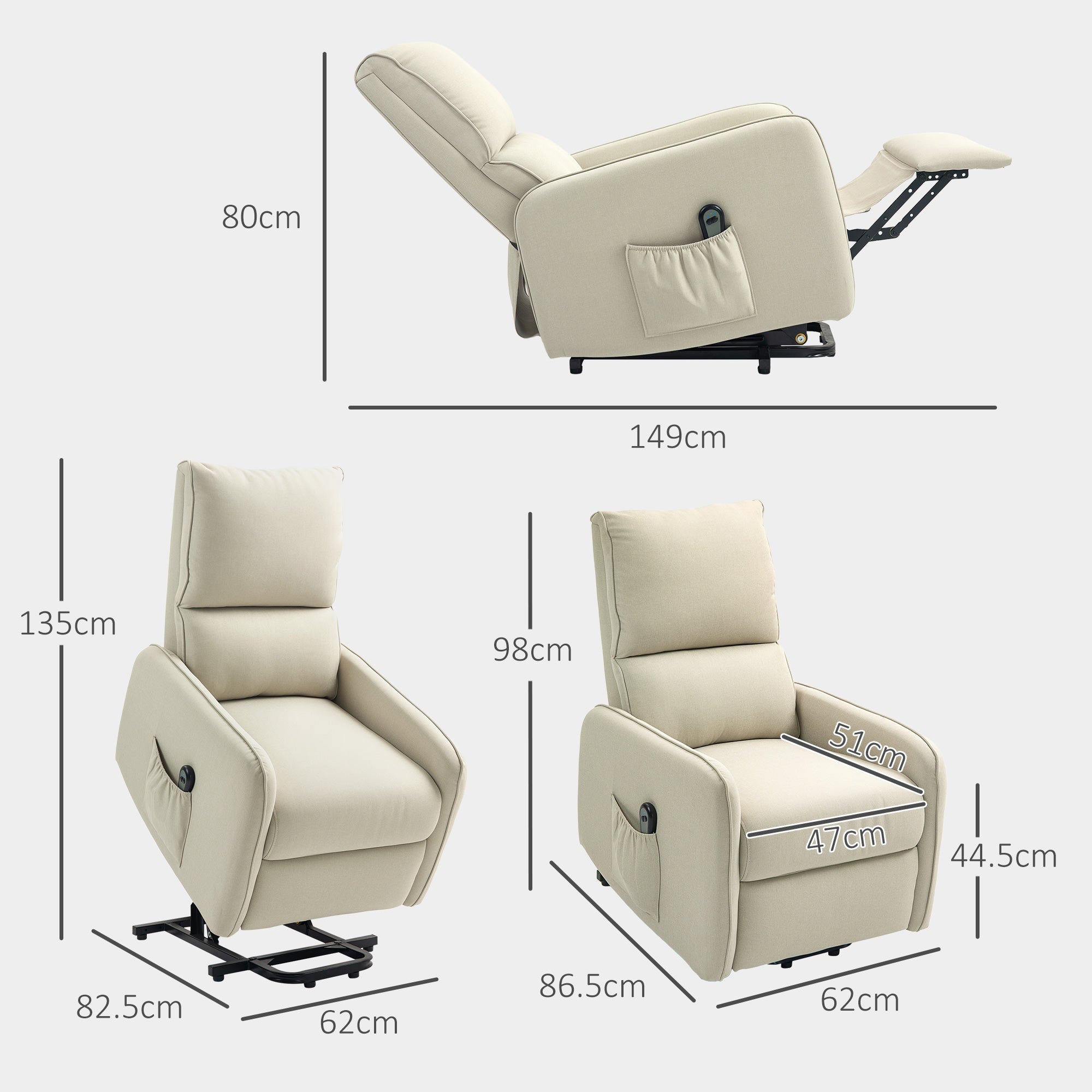 EasyComfort Poltrona Alzapersona - elektrische sta-op fauteuil, beige