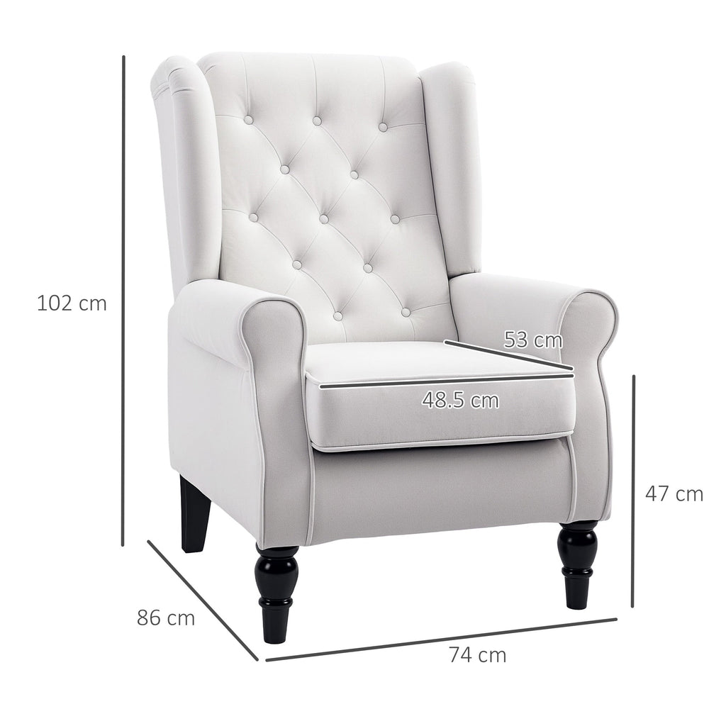 EasyComfort Poltrona da Salotto Imbottita in Tessuto with Schienale Trapuntato, 74x86x102cm, white Crema