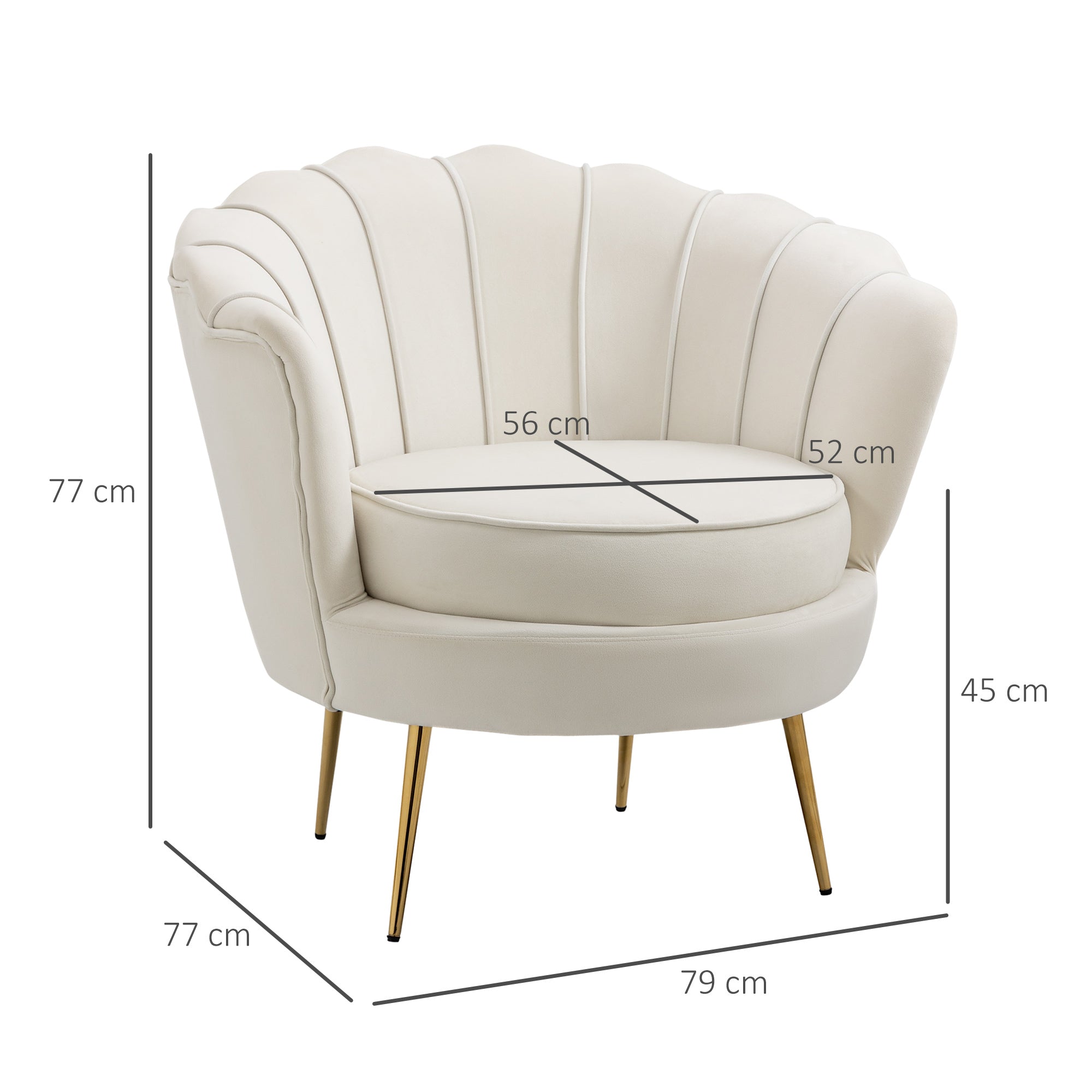 EasyComfort Vintage fauteuil fluweel 79x77x77 cm