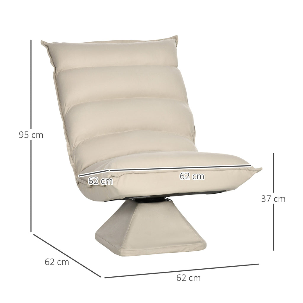Easycomfort Poltrona in Tessuto Imbottita Girevole a 360° e Reclinabile a 3 Livelli 62x70x95cm, Beige