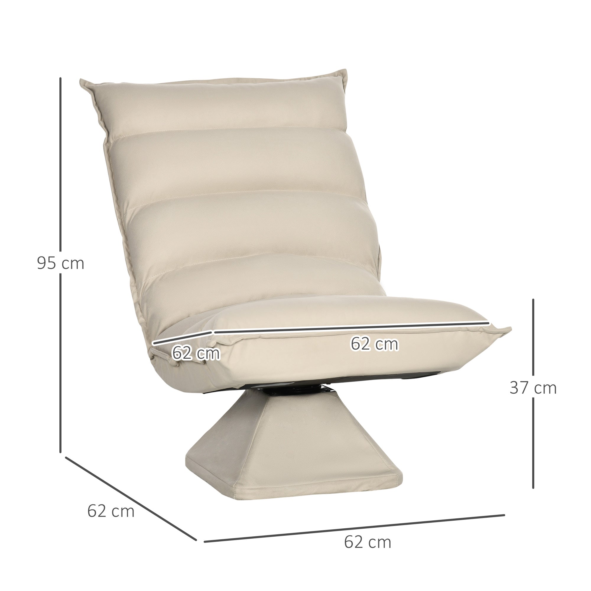 Easycomfort Poltrona in Tessuto Imbottita Girevole a 360° e Reclinabile a 3 Livelli 62x70x95cm, Beige